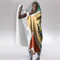 Gabon Hooded Blanket - National Coat of Arms and Tribal Pattern Map Design in Bold Colors