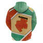 Gabon Hoodie - National Coat of Arms and Tribal Pattern Map Design in Bold Colors