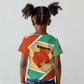 Gabon Kid T shirt - National Coat of Arms and Tribal Pattern Map Design in Bold Colors