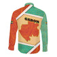 Gabon Long Sleeve Button Shirt - National Coat of Arms and Tribal Pattern Map Design in Bold Colors