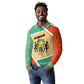 Gabon Long Sleeve Polo Shirt - National Coat of Arms and Tribal Pattern Map Design in Bold Colors
