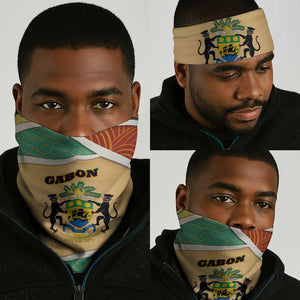 Gabon Neck Gaiter - National Coat of Arms and Tribal Pattern Map Design in Bold Colors - African Pride