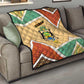 Gabon Quilt - National Coat of Arms and Tribal Pattern Map Design in Bold Colors
