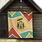 Gabon Quilt - National Coat of Arms and Tribal Pattern Map Design in Bold Colors