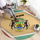 Gabon Round Carpet - National Coat of Arms and Tribal Pattern Map Design in Bold Colors