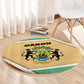 Gabon Round Carpet - National Coat of Arms and Tribal Pattern Map Design in Bold Colors