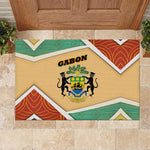 Gabon Rubber Doormat - National Coat of Arms and Tribal Pattern Map Design in Bold Colors