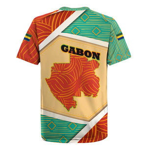 Gabon Rugby Jersey - National Coat of Arms and Tribal Pattern Map Design in Bold Colors