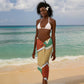Gabon Sarong - National Coat of Arms and Tribal Pattern Map Design in Bold Colors
