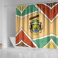 Gabon Shower Curtain - National Coat of Arms and Tribal Pattern Map Design in Bold Colors