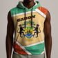 Gabon Sleeveless Hoodie - National Coat of Arms and Tribal Pattern Map Design in Bold Colors - African Pride