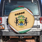 Gabon Spare Tire Cover - National Coat of Arms and Tribal Pattern Map Design in Bold Colors