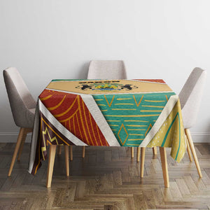 Gabon Tablecloth - National Coat of Arms and Tribal Pattern Map Design in Bold Colors
