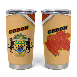 Gabon Tumbler Cup - National Coat of Arms and Tribal Pattern Map Design in Bold Colors