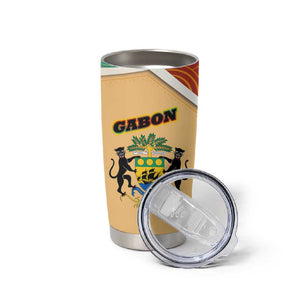 Gabon Tumbler Cup - National Coat of Arms and Tribal Pattern Map Design in Bold Colors