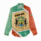 Gabon Women Casual Shirt - National Coat of Arms and Tribal Pattern Map Design in Bold Colors