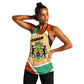 Gabon Women Racerback Tank - National Coat of Arms and Tribal Pattern Map Design in Bold Colors