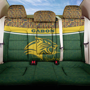 Gabon Back Car Seat Cover - Tribal Print and Fierce Panther Graphic in National Flag Colors
