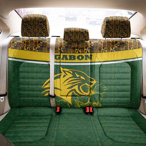 Gabon Back Car Seat Cover - Tribal Print and Fierce Panther Graphic in National Flag Colors