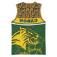 Gabon Basketball Jersey - Tribal Print and Fierce Panther Graphic in National Flag Colors - African Pride