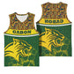 Gabon Basketball Jersey - Tribal Print and Fierce Panther Graphic in National Flag Colors - African Pride
