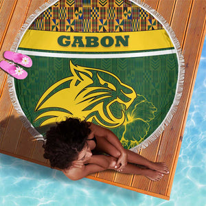 Gabon Beach Blanket - Tribal Print and Fierce Panther Graphic in National Flag Colors