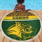 Gabon Beach Blanket - Tribal Print and Fierce Panther Graphic in National Flag Colors