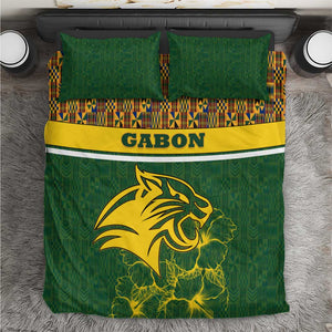 Gabon Bedding Set - Tribal Print and Fierce Panther Graphic in National Flag Colors