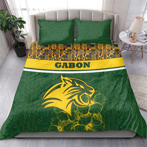 Gabon Bedding Set - Tribal Print and Fierce Panther Graphic in National Flag Colors