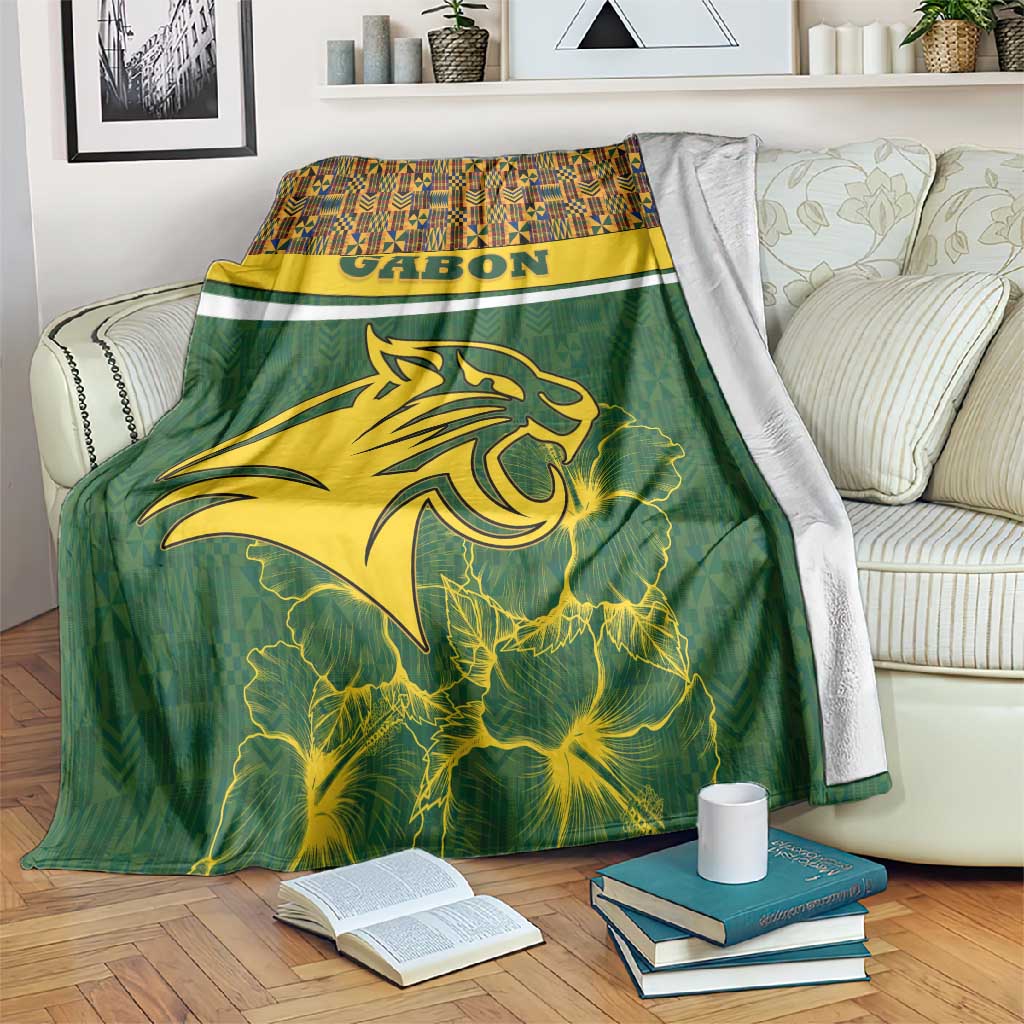 Gabon Blanket - Tribal Print and Fierce Panther Graphic in National Flag Colors