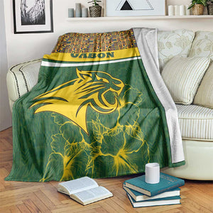 Gabon Blanket - Tribal Print and Fierce Panther Graphic in National Flag Colors
