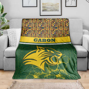 Gabon Blanket - Tribal Print and Fierce Panther Graphic in National Flag Colors
