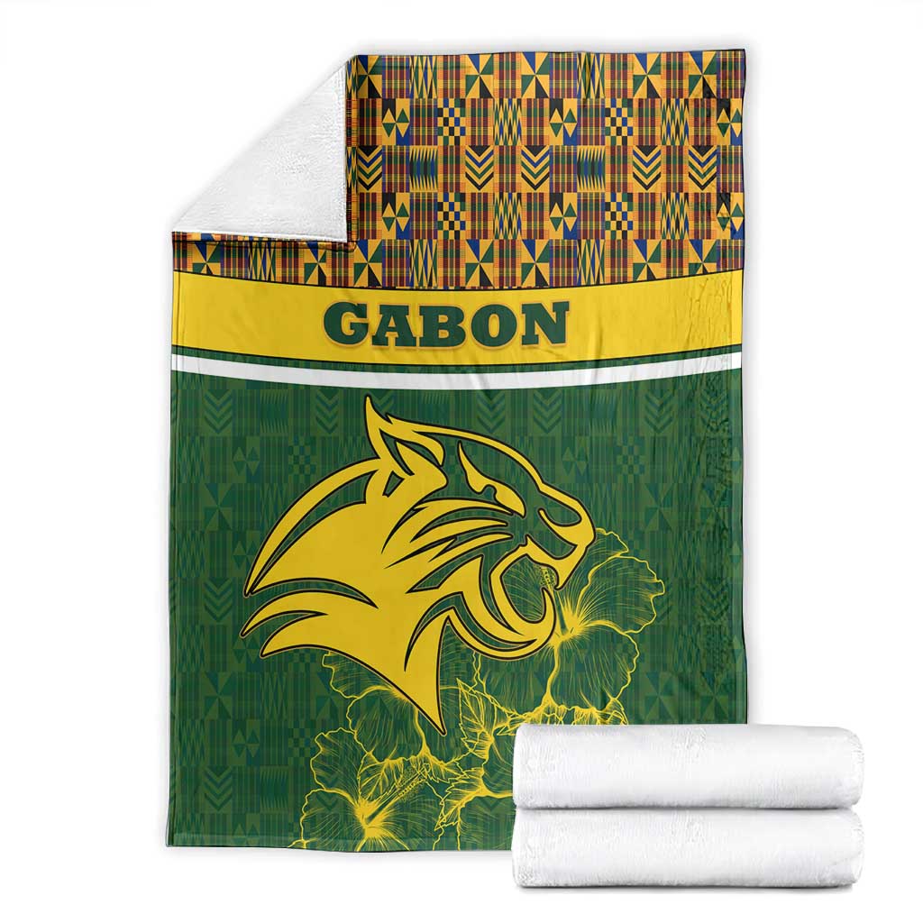 Gabon Blanket - Tribal Print and Fierce Panther Graphic in National Flag Colors