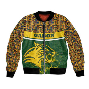 Gabon Bomber Jacket - Tribal Print and Fierce Panther Graphic in National Flag Colors