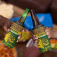 Gabon 4 in 1 Can Cooler Tumbler - Tribal Print and Fierce Panther Graphic in National Flag Colors