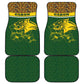 Gabon Car Mats - Tribal Print and Fierce Panther Graphic in National Flag Colors