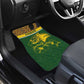 Gabon Car Mats - Tribal Print and Fierce Panther Graphic in National Flag Colors