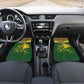 Gabon Car Mats - Tribal Print and Fierce Panther Graphic in National Flag Colors