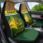 Gabon Car Seat Cover - Tribal Print and Fierce Panther Graphic in National Flag Colors