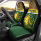 Gabon Car Seat Cover - Tribal Print and Fierce Panther Graphic in National Flag Colors