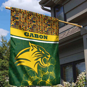 Gabon Garden Flag - Tribal Print and Fierce Panther Graphic in National Flag Colors