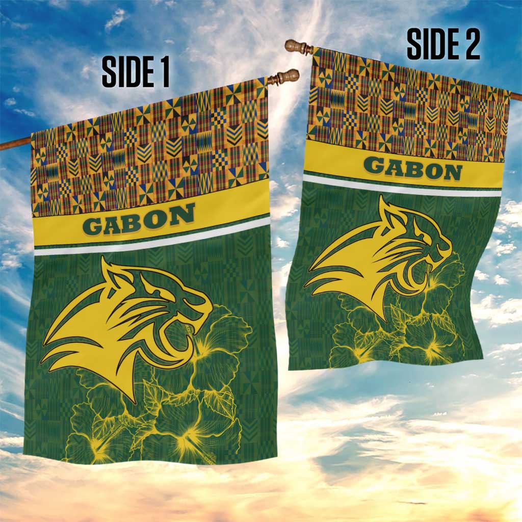 Gabon Garden Flag - Tribal Print and Fierce Panther Graphic in National Flag Colors
