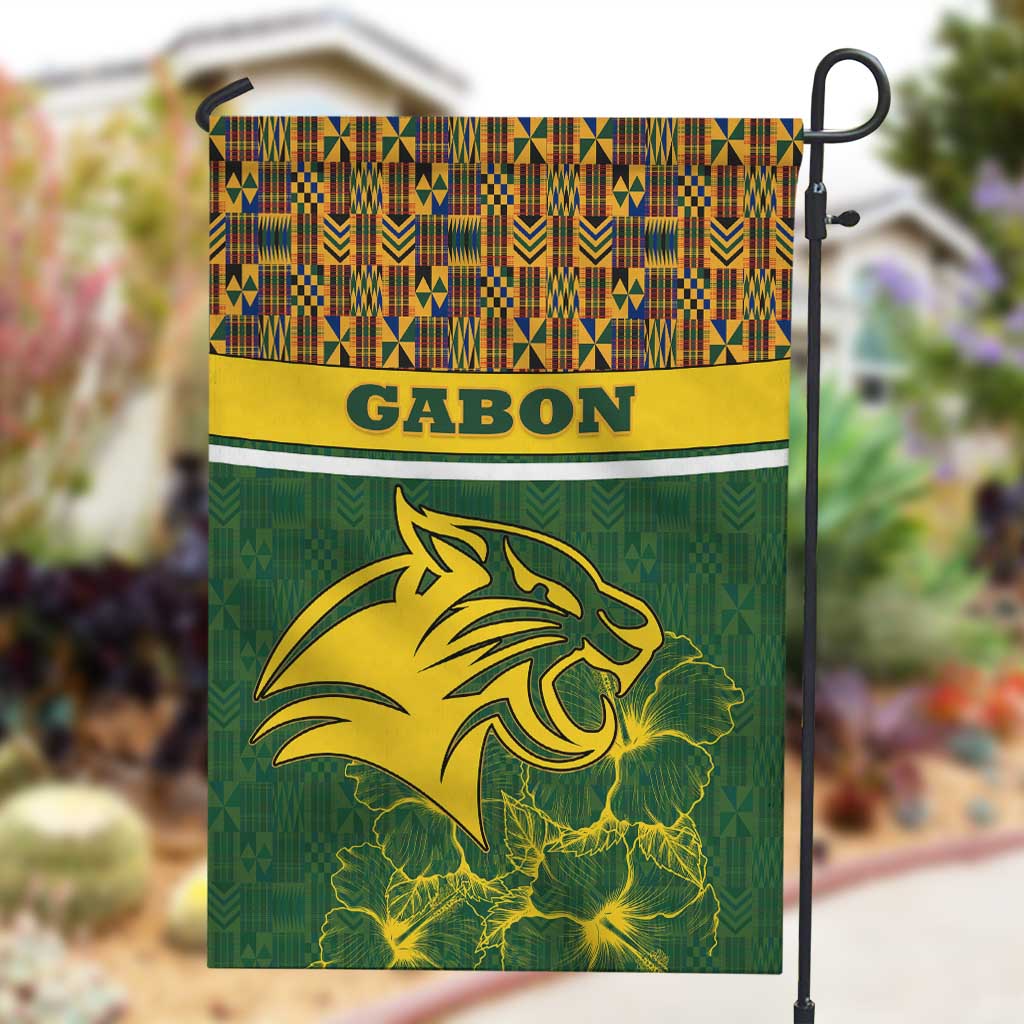 Gabon Garden Flag - Tribal Print and Fierce Panther Graphic in National Flag Colors