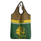 Gabon Grocery Bag - Tribal Print and Fierce Panther Graphic in National Flag Colors