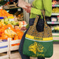Gabon Grocery Bag - Tribal Print and Fierce Panther Graphic in National Flag Colors