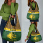 Gabon Grocery Bag - Tribal Print and Fierce Panther Graphic in National Flag Colors