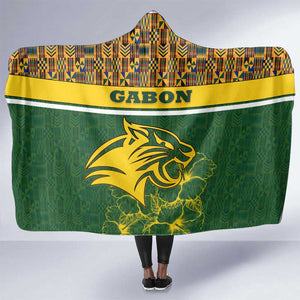 Gabon Hooded Blanket - Tribal Print and Fierce Panther Graphic in National Flag Colors