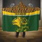 Gabon Hooded Blanket - Tribal Print and Fierce Panther Graphic in National Flag Colors