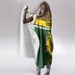 Gabon Hooded Blanket - Tribal Print and Fierce Panther Graphic in National Flag Colors