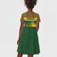 Gabon Kid Short Sleeve Dress - Tribal Print and Fierce Panther Graphic in National Flag Colors
